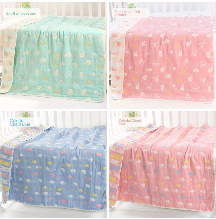 Baby-Baumwoll-Musselin-Decke 6L 110x110cm Weiche Neugeborenen-Pucktuch Badetuch Kleinkind-Kinderwagen-Abdeckung Atmungsaktiver Waschlappen – Detail 2