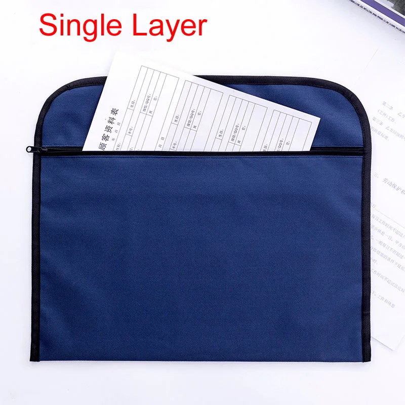 Navy Single Layer Портативные Мужские портфели, водонепроницаемые, брезентовые, большие, А4, для документов, мужские, Т-сумки, двухслойные, для книг, файл, женские сумки, сумка для информации о Конференции - Цвет: Navy Single Layer