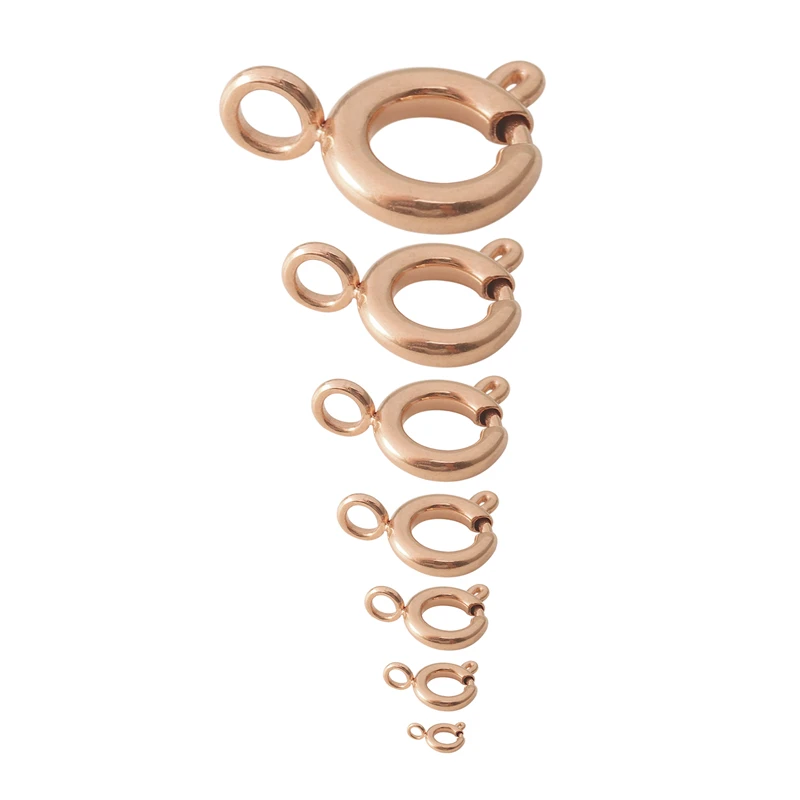 Rose gold color 5 шт., 5/6/8/10/12/14/18 мм Нержавеющая сталь покрытием пружина рамки уплотнительное кольцо пряжки-зажимы кошельки круглый пуш-ап спусковым крючки/поворотный карабин - Цвет: Rose gold color