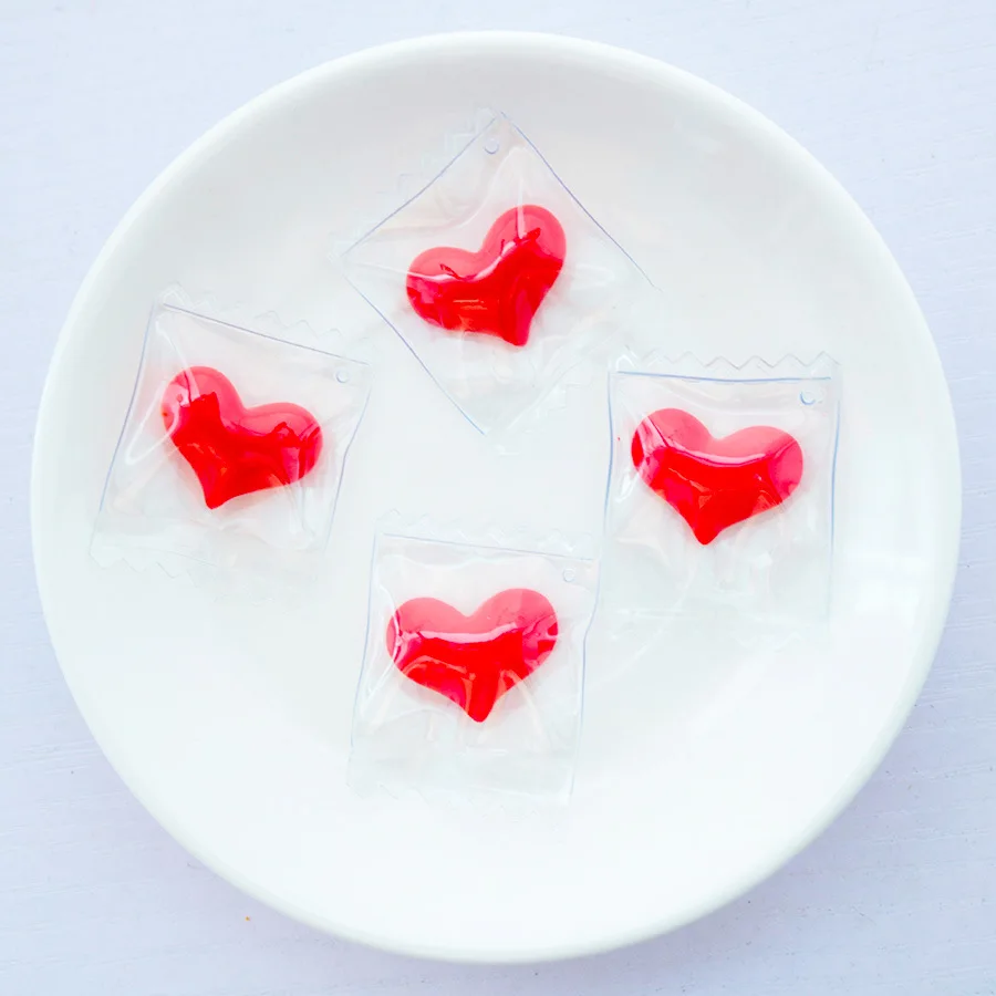 Прозрачные Аппликации из пвх 10 шт./лот в форме сердца с плоским основанием