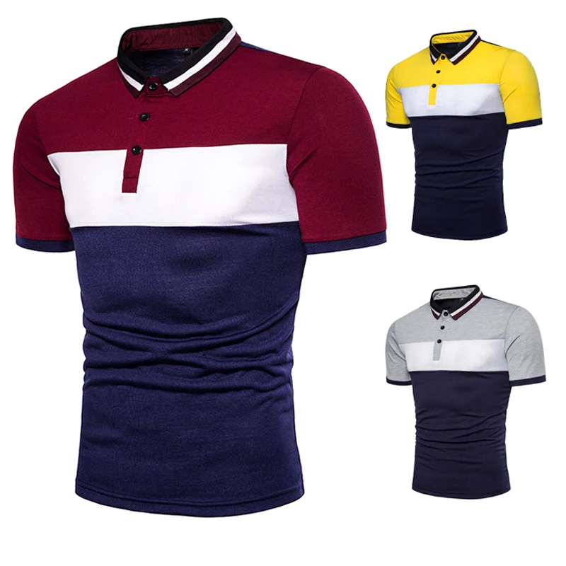 

Men Short Sleeve Polo Chest Three Stripe Color Matching Fashion Collocation Cross-border Lapels, Men Short Sleeve Polo Shirt