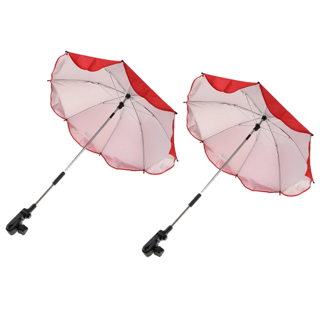 

2x Portable Beach Umbrella Windproof Anti UV Sun Shelter Canopy 360° Rotating Clamp for Summer Beach and Sports Events