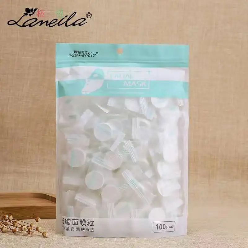 100pc set white 100cs/сумка, компрессионная маска для лица, Нетканая Тканевая маска, бумажная маска для ухода за кожей, сухая, одноразовая, сжатая, для лица, маска, инструмент для макияжа - Цвет: 100pc set white