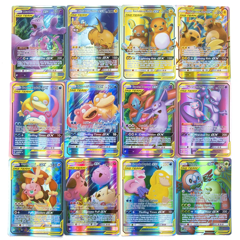 Tarjeta de Pokemon GX Tag Team, sin tarjeta de repetición, Vmax EX Mega brillante, juego de batalla, tarjetas coleccionables en inglés, nueva