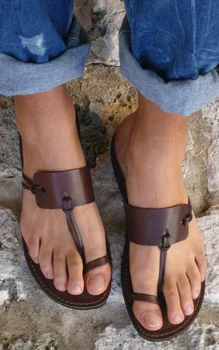 

ASHOFU Handmade Ladies Sandals Simple Style Casual Daily Shoes Flip-flop Party Prom Fashion Flat Sandals Shoes