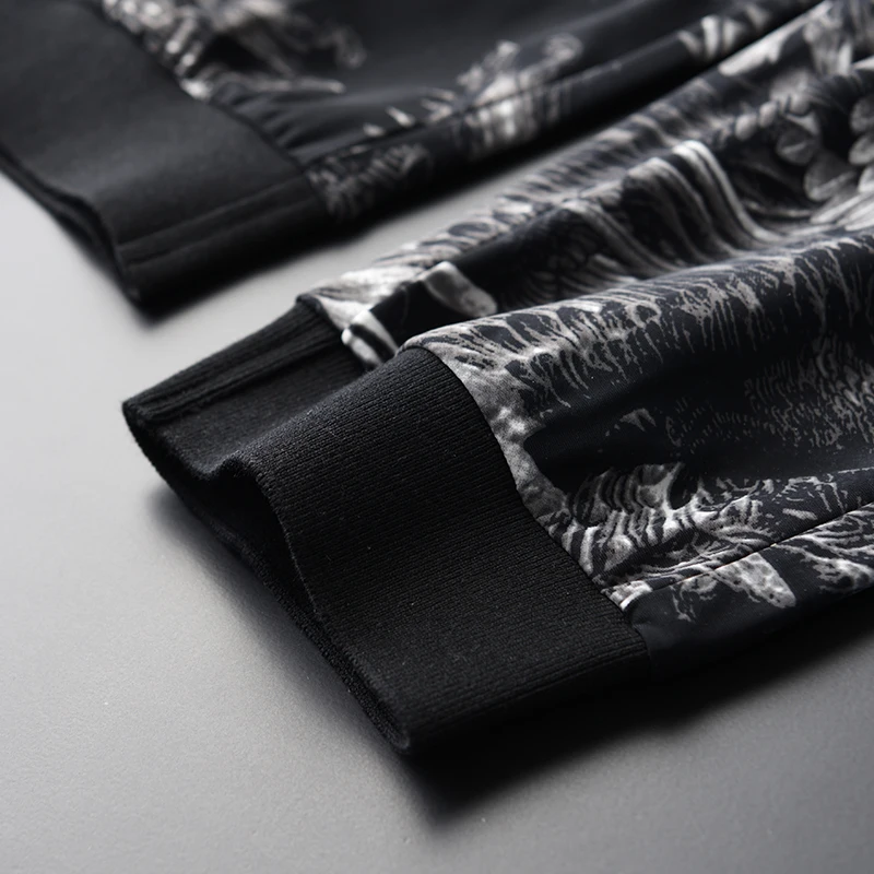 Minglu мужские комплекты с принтом(T-SHIRTS+ брюки) размера плюс 4xl роскошные летние мужские комплекты с коротким рукавом с брюками с круглым воротником мужские комплекты s