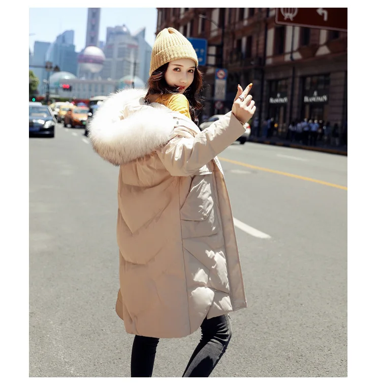 TopFurMall)European Women Parkas Down Coats Jackets Real Raccoon Fur Hoody Lady Long Outwear Overcoat LF9162