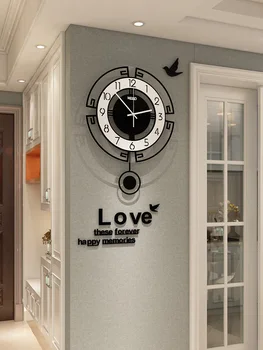 

Nordic creative wall clock for living room decoration home fashion clocks with Pendulum simple modern art personality clock wall
