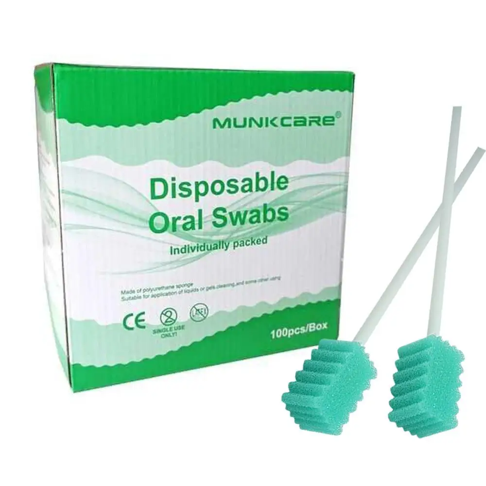 MUNKCARE Oral Swabs Disposable Elderly Mouth Care Cleaning Sponge Swabs