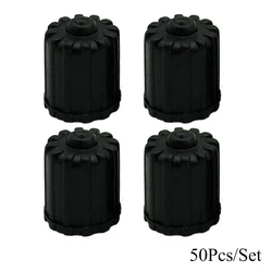 Set of 50 Black and Grey Tire Valve Dust Covers - Durable Plastic Stem Caps (Black)