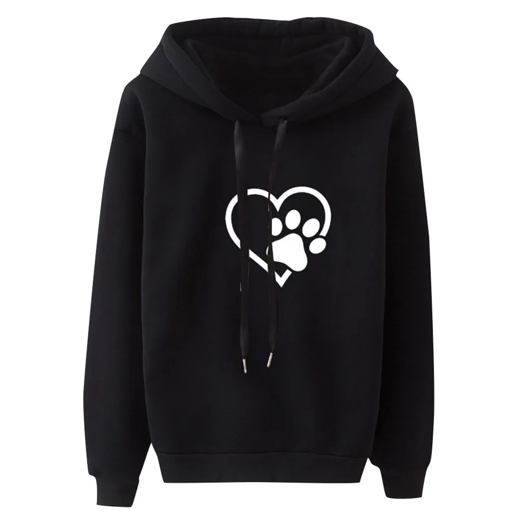 BK Толстовки с принтом женская блузка с длинным рукавом Перемычка Hoody разноцветная Женская толстовка Poleron Sudadera Con Capucha L729 - Цвет: BK