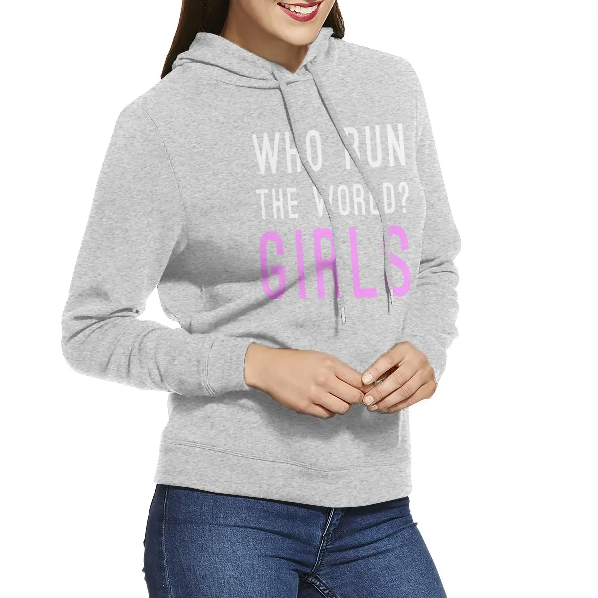 Who Run The World/женские толстовки с капюшоном, пуловер с длинными рукавами, Повседневная хлопковая толстовка