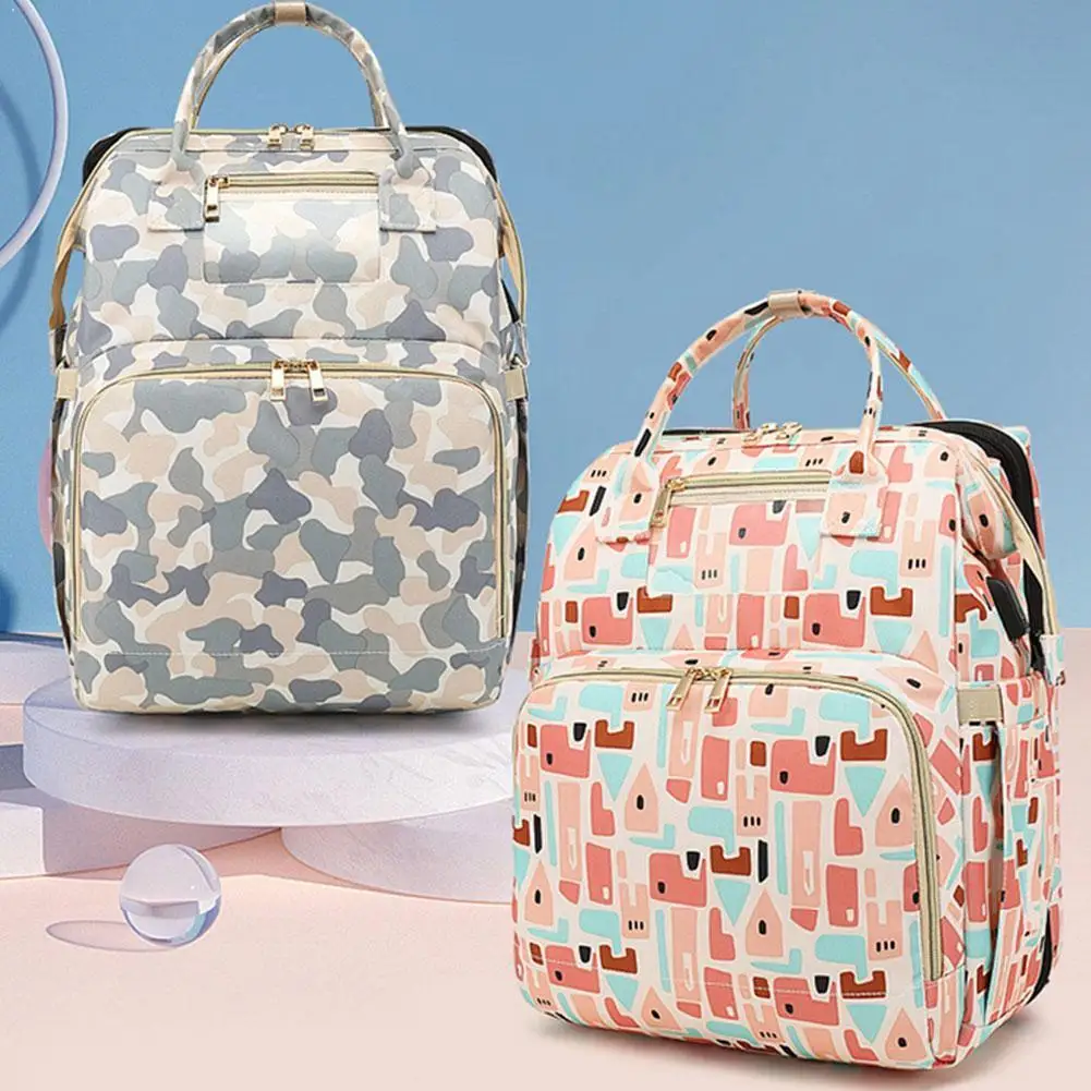 

Fashion Camouflage Convenient Large Capacity Multifunctional Mummy 2 Go Portable Out Color For Newborn Bag Crib Folding C9B3