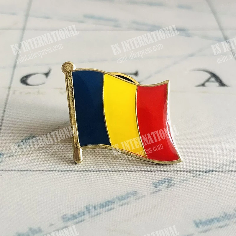 Romania National Flag Lapel Pins Crystal Epoxy Metal Enamel Badge Paint Brooch Souvenir Suit personality Commemorative | Дом и сад