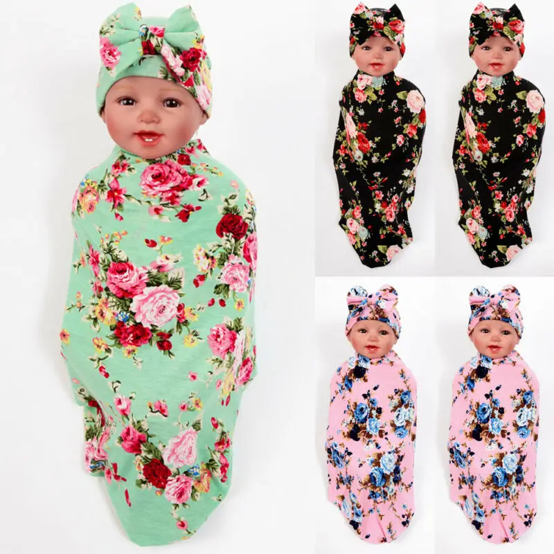От 0 до 3 месяцев, спальный мешок с цветочным рисунком для новорожденных, мягкие хлопковые пеленки, пеленки, муслиновое одеяло, спальный мешок, повязка на голову