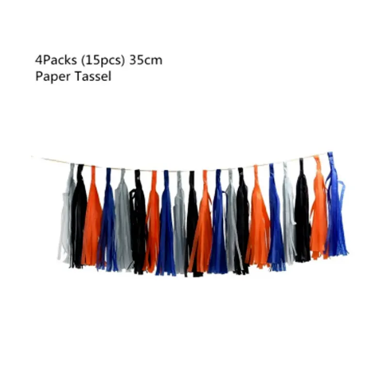 papertassel New space theme party astronaut rocket ship aluminum foil balloon Galaxy / sun plate paper cup straws birthday theme party - Цвет: papertassel