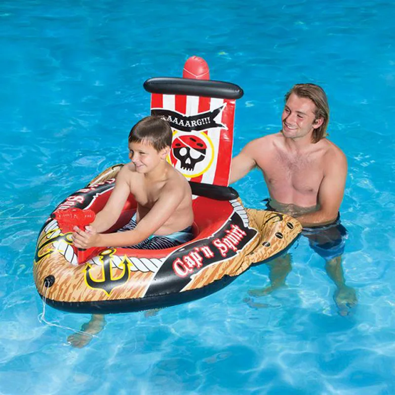 

Swimming Pool Inflatable Boat with Water Gun Floating Row Children Playing Water Toy Air Motor Boat Inflatable Pirate Ship