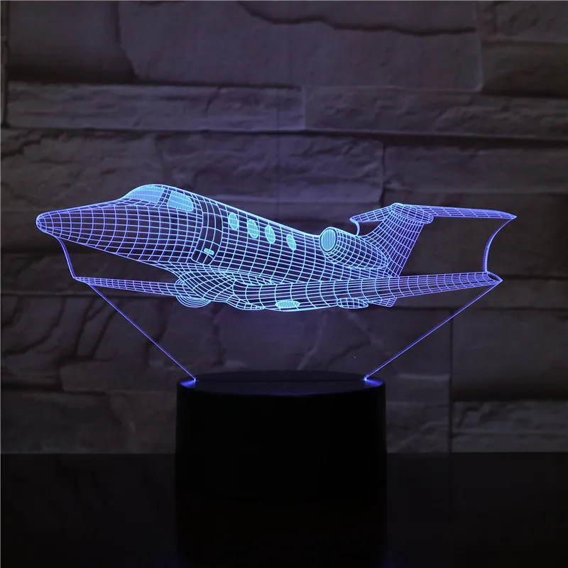 Летательный аппарат самолет светодиодный 3d-ночник 16 цветов меняющая лампа светильник на Хэллоуин акриловая Иллюзия настольная лампа для детей подарок Прямая поставка