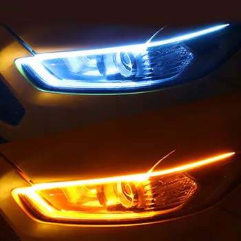 

2pcs Neon Car Turn Signal Guide Strip Headlight Assembly Auto Lamps Cars DRL LED Daytime Running Lights Car Accessories