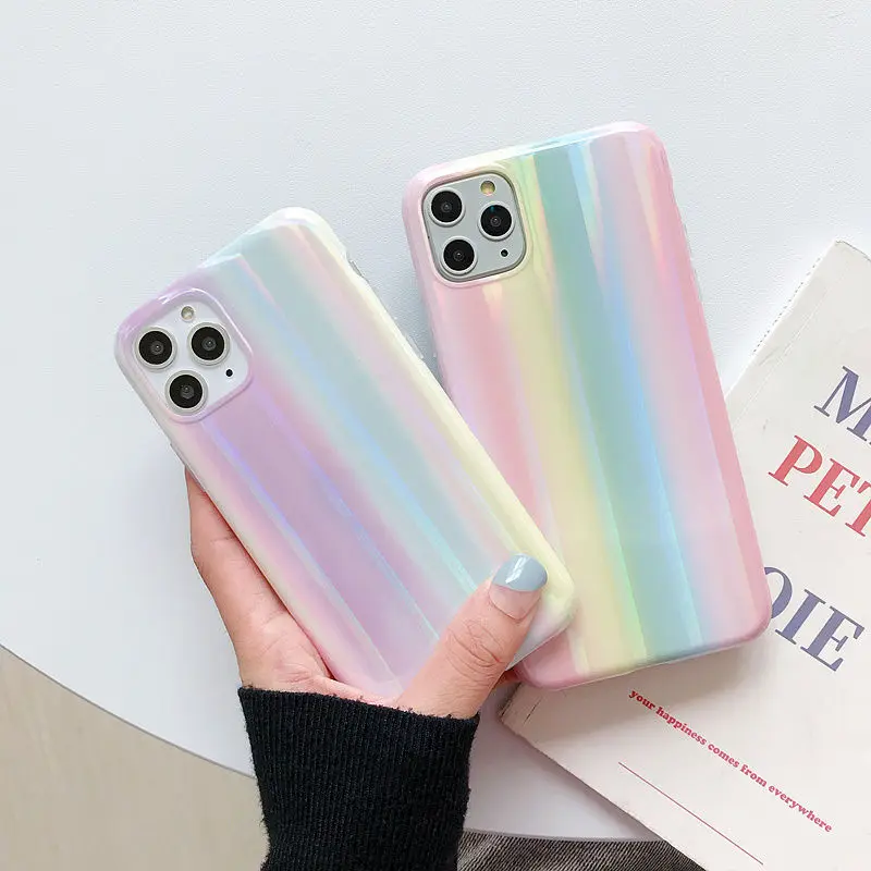 Мраморный лазерный градиентный цветной чехол для телефона для iphone 11Pro Max чехол X XR XS Max 7 8 6 6S Plus Глянцевая мягкая IMD Силиконовая задняя крышка