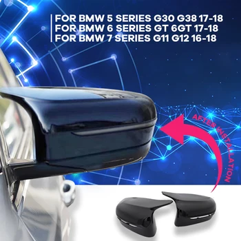 

Mirror caps Rearview Mirror cap Horn Black for BMW 5 6 7 series G39 G38 6GT G11 G12 2016-2018 Accessories M Style cover
