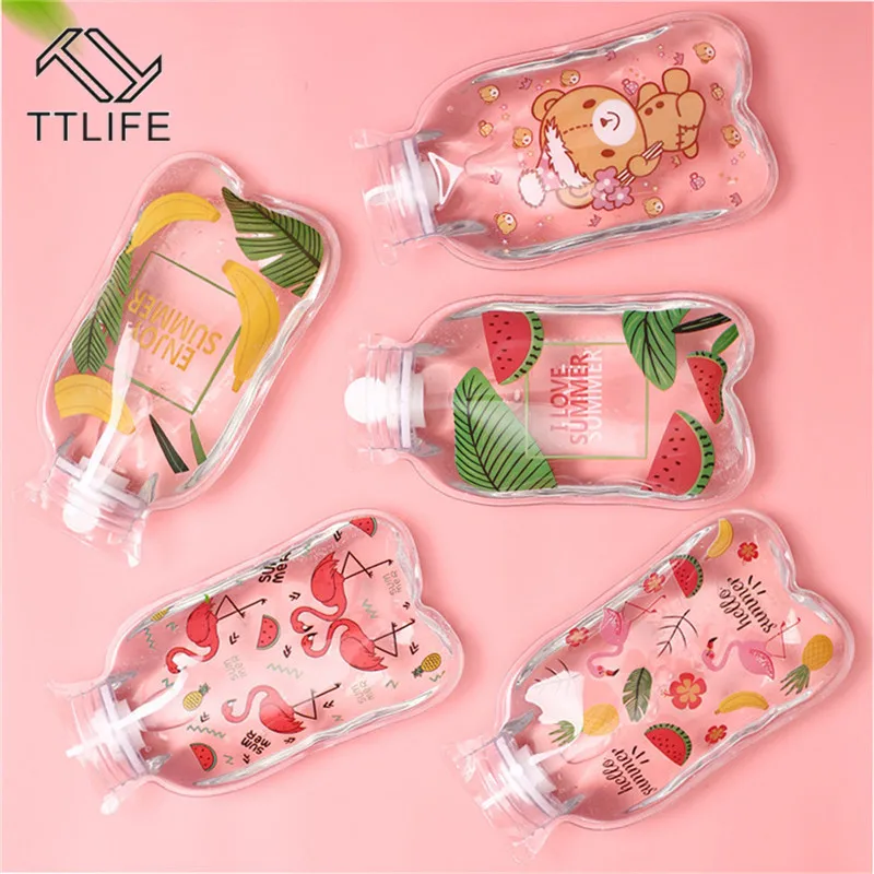 TTLIFE Cute Transparent Hot Water Bottle Warm Belly Treasure Cartoon Hand Warmer Filled Mini Explosion-proof Portable Warm Bags