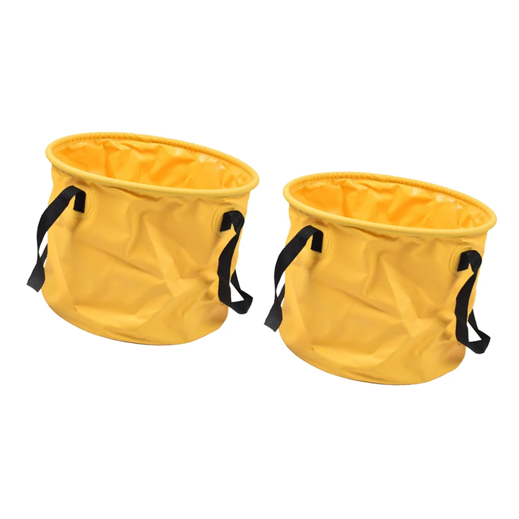 2pcs Folding Fishing Buckets Fishing Pail Fish Bucket Water Carrier Bag Outdoor Hiking Camping Hunting Travel Water Basin