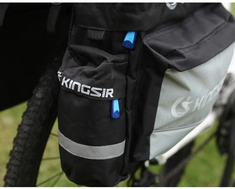 Top Bicycle Trunk Bags Cycling Double Side Rear Tail Seat Pannier Pack Bike Luggage Container Bag with Fixed Belt+A Rainproof Cover 18