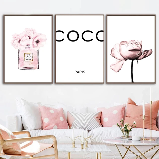 Fashion Perfume Illustration Canvas Painting Prints Blush Pink Peony Flower Wall  Art Pictures Nordic Poster Home Room Decor - AliExpress