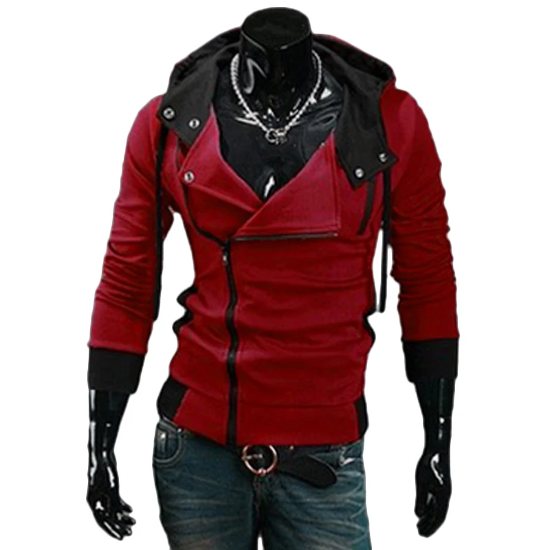 TANGYAXUAN мужские худи в стиле петчворк Повседневная Assassins Creed одежда мужские толстовки и толстовки sudadera hombre - Цвет: Бургундия