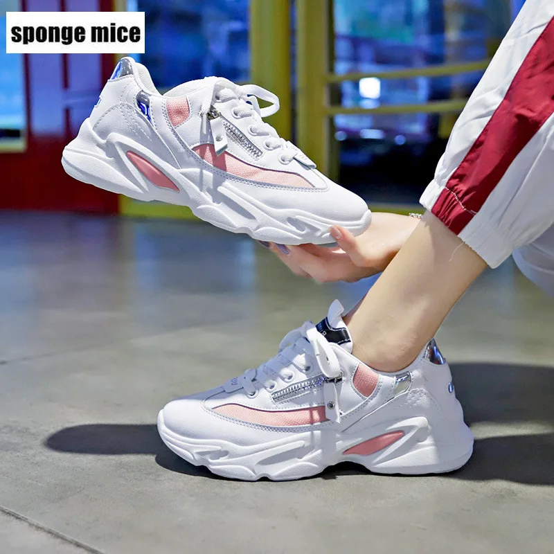 

Women Chunky Sneakers Platform 5cm Thick Sole Ladies Casual Vulcanize Shoes Web Celebrity Dad female fashion Sneakers Designer