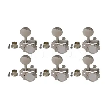 

Yibuy 6PCS Nickel Plated Silver Metal Guitar String Tuning Pegs With Lock