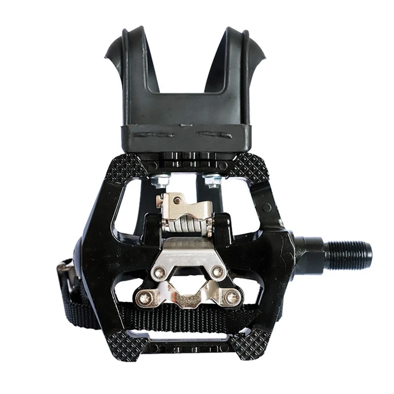 2PCS for Bike Pedals Hybrid Pedal with Toe Clip and Straps, Suitable for Spin Bike, Indoor