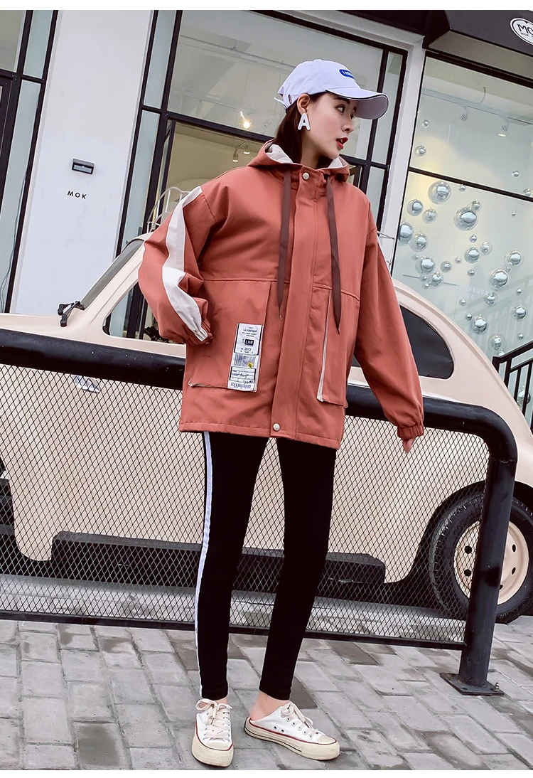 Brick red Куртка женская весна и осень новая Корейская версия Свободная куртка Женская бейсбольная форма tide A402 - Цвет: Brick red