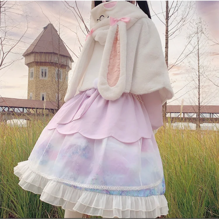 

2020 japanese harajuku kawaii girl dark lolita cloak collar batwing sleeve gothic lolita coat retro victorian loli