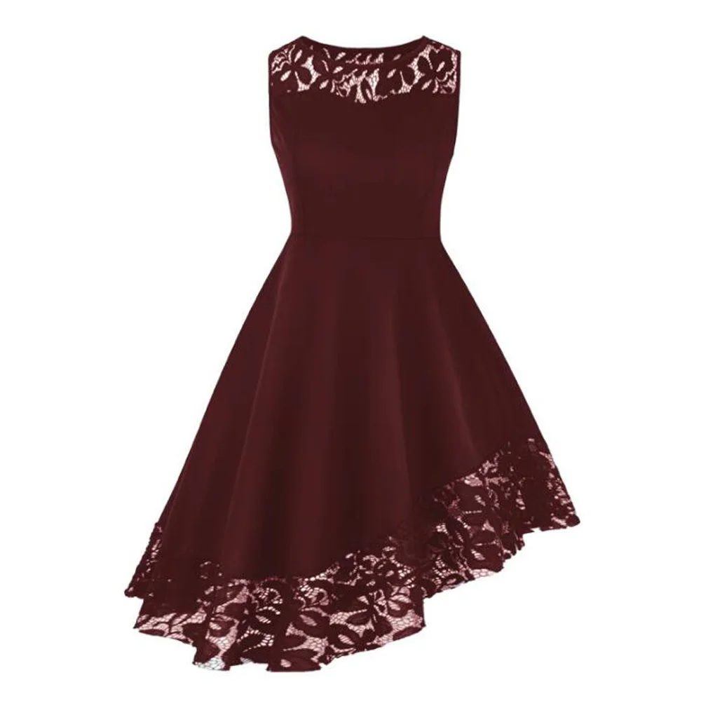 

Plus Size Lace Dress for Women 4XL 5XL Robe Sexy Sleeveless Hollow Out Lace Vintage Dress Womens Clothing Asymmetrical Dress