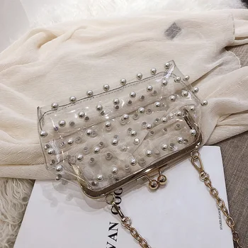 

1PCS Summer Transparent Small Rivet Jelly Bag Women Bag