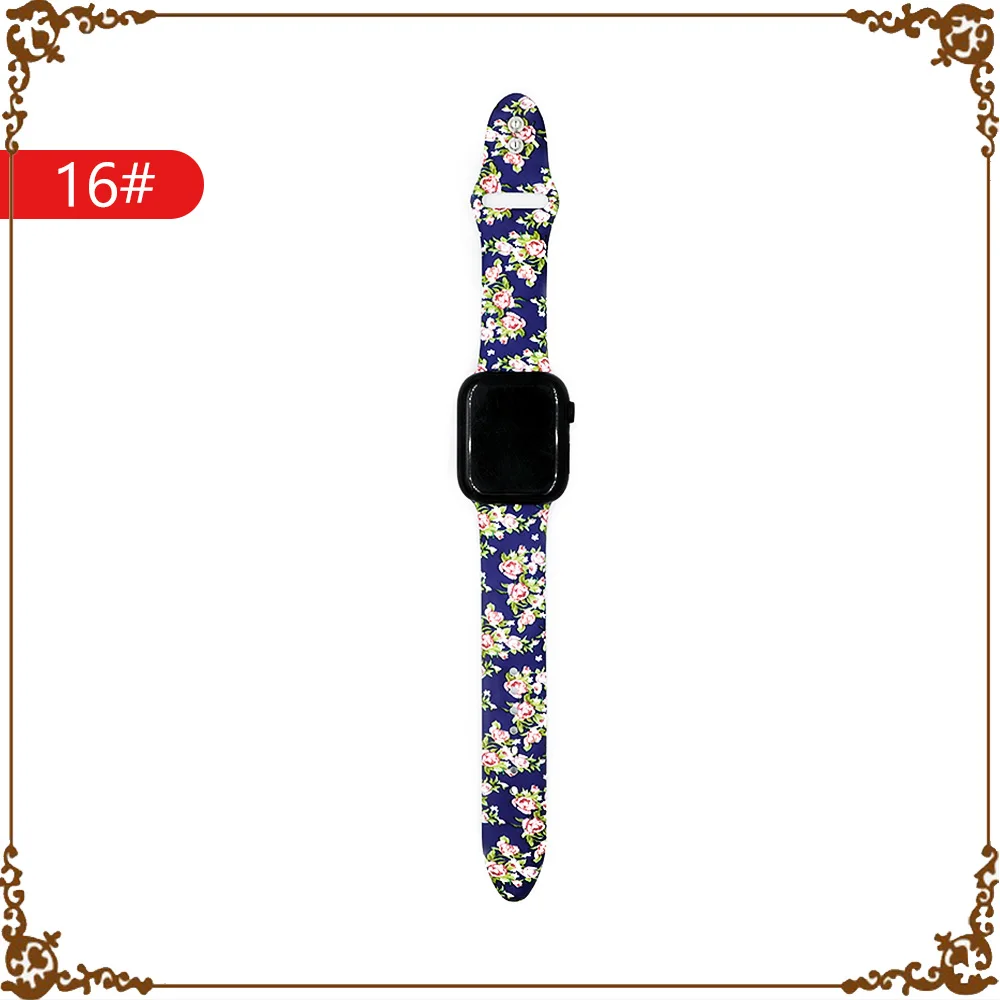 16 Ремешок с цветком для apple watch 5 4 band 44 мм 40 мм correa iwatch band 42 мм 38 мм браслет силиконовый apple watch 3 2 1 Аксессуары для часов - Цвет ремешка: 16