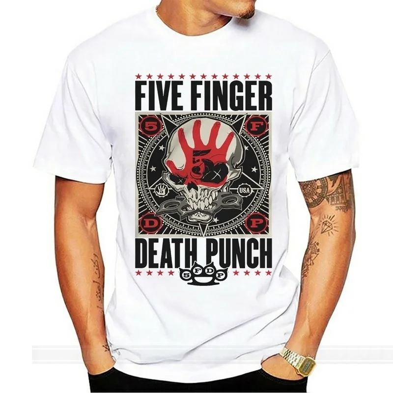 Летняя мужская белая футболка с коротким рукавом размера плюс Death Punch FFDP | Мужская