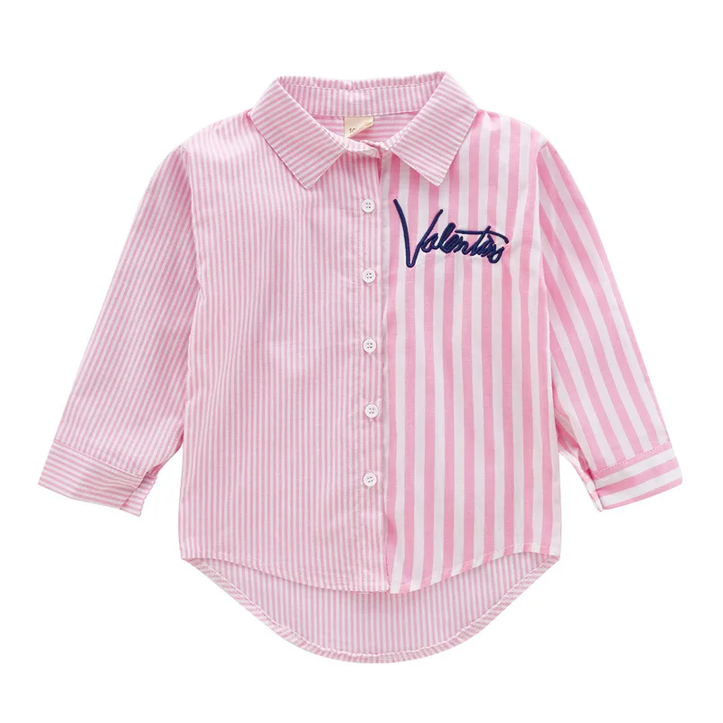 Pink Shirt Белая школьная блузка для девочек-подростков; хлопковые однотонные детские блузки и рубашки с рюшами для малышей; детские изысканные Топы; одежда для детей 12-13 лет - Цвет: Pink Shirt