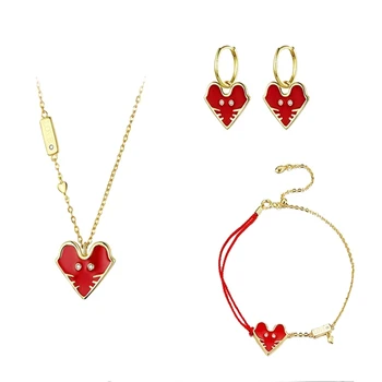 

Fancy Lucky Rat Jewelry Set Necklace Hoop Earrings Bracelet Chinese Wedding Party Jewelry Lady Bracelet Necklace Earrings 3 Piec