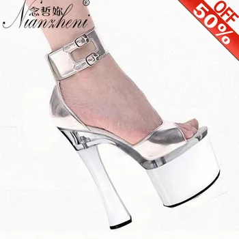 

Women fashion shoes 2019 sexy 8 inch bottom sandals Ankle Strap style high heel shoes 18cm pole dancing shoes plus size 5-12