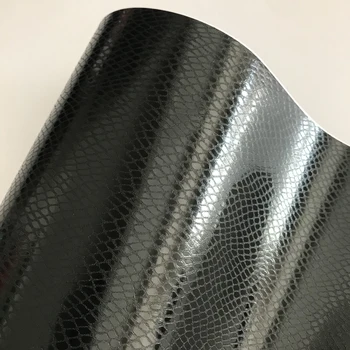 

10/20/30/40/50x152cm Black Snake Skin Leather Vinyl Wrap Roll with Air Release Technology