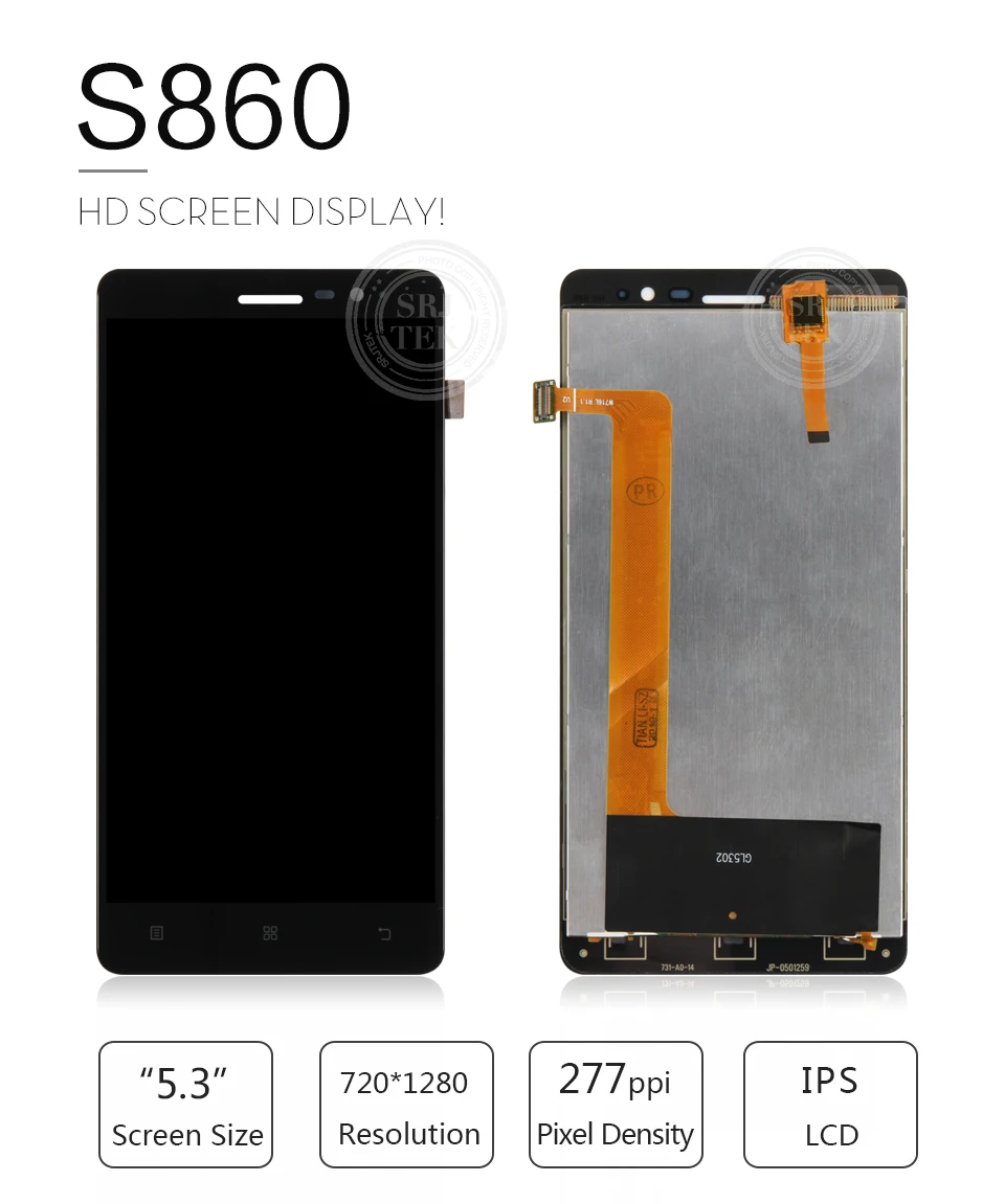 Srjtek 5,3 ''для lenovo S860, ЖК-дисплей, сенсорный экран, сенсорная панель, дигитайзер, сборка, запасные части для lenovo S860, дисплей