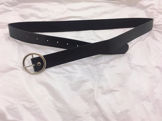 Double round buckle women's leisure belt for various occasions Single round black