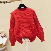 Neploe/женские рубашки, свитер, топы, корейский Повседневный трикотажный пуловер с мячом, модная одежда, новинка, пуловеры 55035