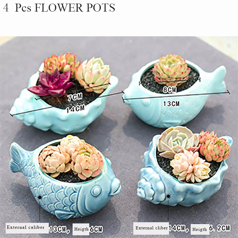 

Flower Pot Succulent Pot Plant Garden Ceramic Planter Outdoor Garden Home the series of sea