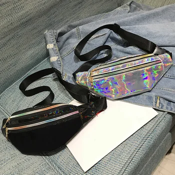 

2018 Women Fanny Pack Belt Bag Shiny Neon Laser Fanny Waist Bags Travel Shoulder Bag Party Money Pouch Holiday Bag