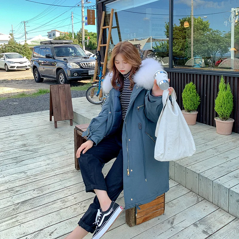 

2019 Winter New Style down Cotton Coat Women's Korean-style Mid-length Loose-Fit Waist Hugging Parka Cotton Overcoat WOMEN'S Dre