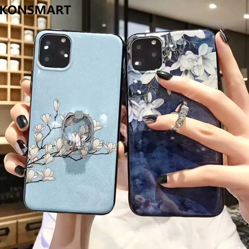 

Glitter Sparkling Soft Case For Xiaomi Redmi Note 8T 6.3" Phone Case Flower Silicon Back Cover Redmi Note 8T Finger Ring Holder